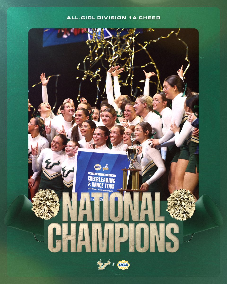 ANOTHER ONE!!!

<a href="/USFAllGirlCheer/">USF All-Girl Cheer</a> makes it twice as nice...

2024 <a href="/UCAupdates/">UCA</a> All-Girl Division IA Cheer NATIONAL CHAMPIONS!!!

#HornsUp 🤘