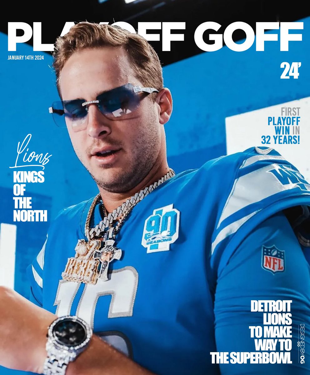 Salute #PlayOffGoff <a href="/JaredGoff16/">Jared Goff</a> &amp; Congrats to our <a href="/Lions/">Detroit Lions</a> on winning the first Playoff game in 32 Years! #PlayOurWayToTheSuperBowl | #DesignedByOG