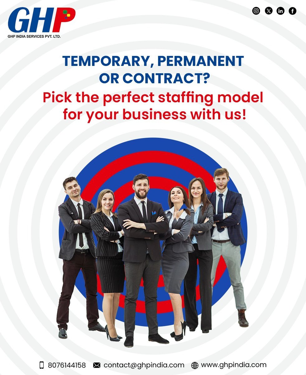 ghp_india's tweet photo. GHP Staffing Solutions offers the perfect staffing model for your business—whether it's the temporary hustle, the permanent perfection, or the tailored contract.💼

We help you choose the right fit!✨
WhatsApp -8076144158

#ghpindia #contractualstaffing #staffingsolutions https://t.co/8JiNZVQhbD