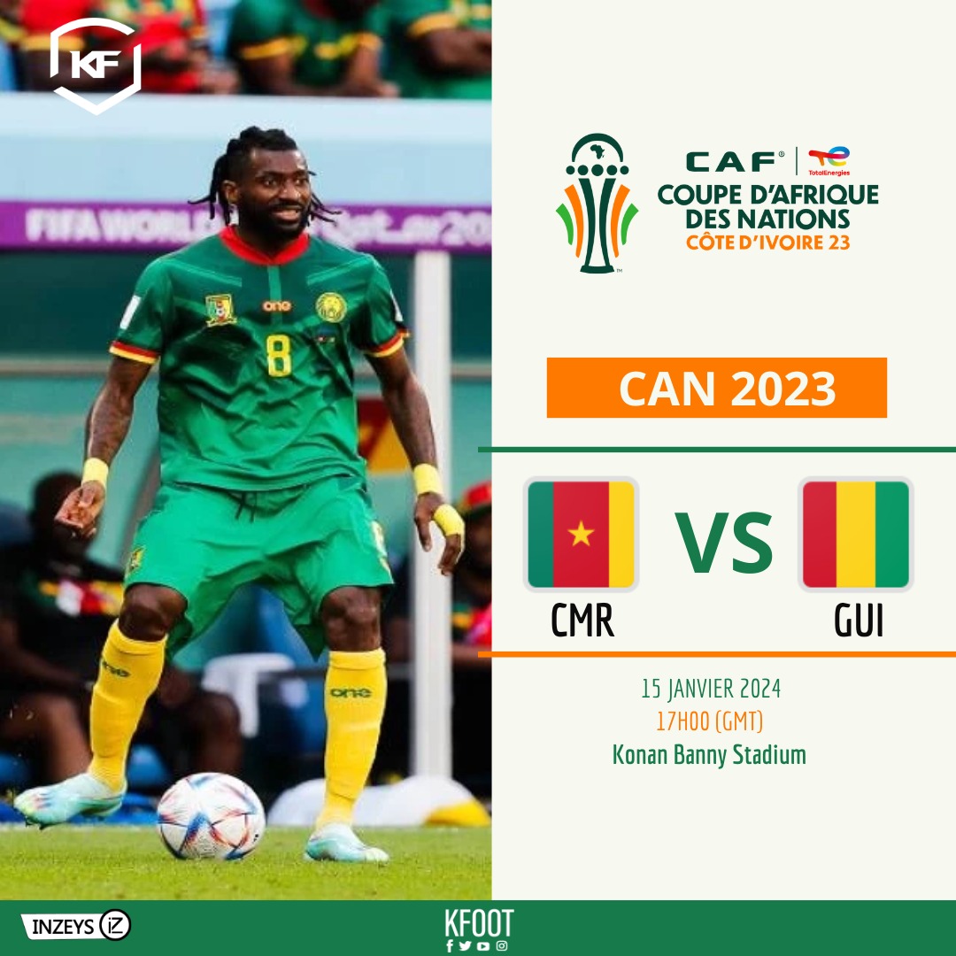 kfootcm's tweet photo. 🏆 CAN Total Energies Ivoire 2023

💪🏿Les lions indomptables rugiront dans l'arène Konan Banny de Yamoussoukro 

Cameroun 🇨🇲 🆚 Guinée 🇬🇳

💪🏿 Allez les lions  🦁 !!!

Vos scores en commentaire !!!

#Can2023 #TotalEnergiesAFCON2023 #Cameroun #Guinée #Kfootcm https://t.co/UUUsschutG