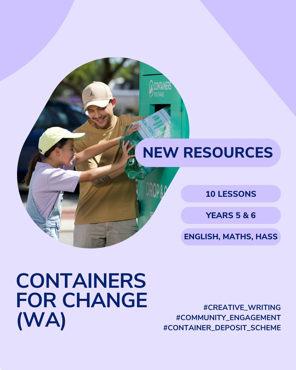 coolaustralia's tweet photo. We’ve joined forces with Containers for Change WA to design new Containers for Change (WA) education resources, especially for our WA teachers. 💚

The Year 5 &amp; 6 lessons will motivate your students to make a small change that will leave a big impact!

👉 https://t.co/2Ag1UtfcdC https://t.co/dlL0ZUKdz2