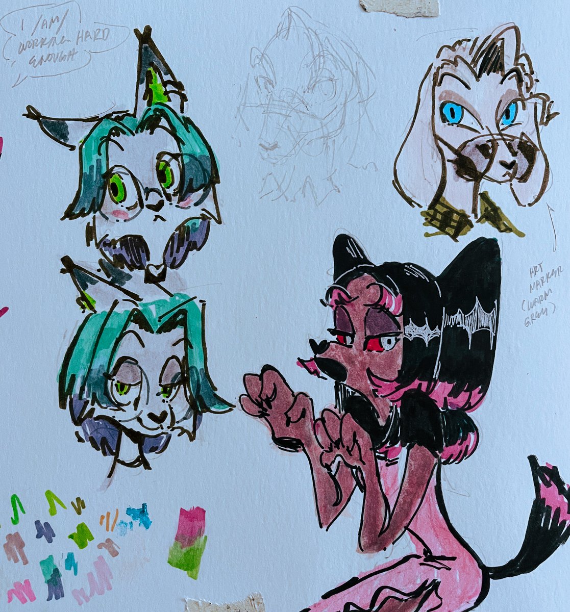 crisp_ta's tweet photo. shes baaaackkk >:33 Also tested out some markers that mysteriously spawned in the hallway.. They were pretty good? #houndsona https://t.co/ngDjvaJdi3
