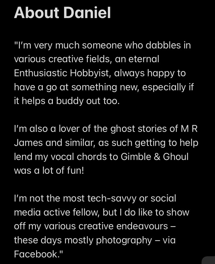 GimbleAndGhoul's tweet photo. @lacey_lovek @Tortillus @ActorStables @SamLDrake @THEkafrak @Kat_JByrne ROUND 2 OF MEET THE CAST &amp; CREW!

Providing an ever growing amount of additional voices to help make the world of Gimble &amp; Ghoul more alive we have the lovely Daniel J Wild! Daniel is a wonderful person with the biggest heart and an ever growing passion to create. https://t.co/M9R9Sr1ti2