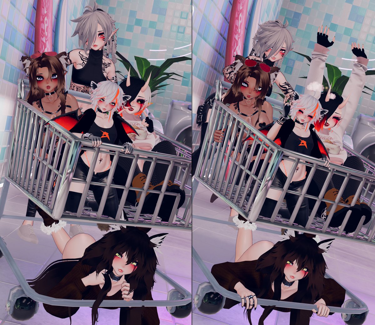 DanielBlackVR's tweet photo. Care to join us for a shopping? 🛒
 
Make sure to follow all the lovely cuties in this picture!
 @Maple__VR | @MasacrisVR | @herrettix | @hanadae_

📸@SanakiVRC 💜 https://t.co/Yzo4y2m049