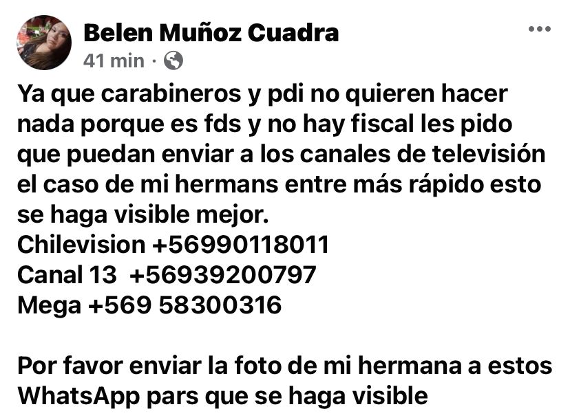 Huellas_Mujer's tweet photo. Sigue la búsqueda de Alison en el Gran #Concepción. Salió de su casa sector Collao en automóvil de aplicación. Su hermana denuncia que las policías no la están buscando este fin de semana, es por esto que pide compartir su foto para poder encontrarla. #RT #LeyExtraviados https://t.co/Ctrm2hSexr