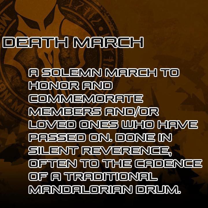 mandomercs's tweet photo. This week's #WisdomWednesday is DEATH MARCH.
We will be holding a DEATH MARCH at the event next week. Guests often mistake the solemnity of a DEATH MARCH for rudeness.
#MMCC #MandoMercs #FamilyIsMoreThanBlood #YouAreNotAlone https://t.co/1XYyJm4uax