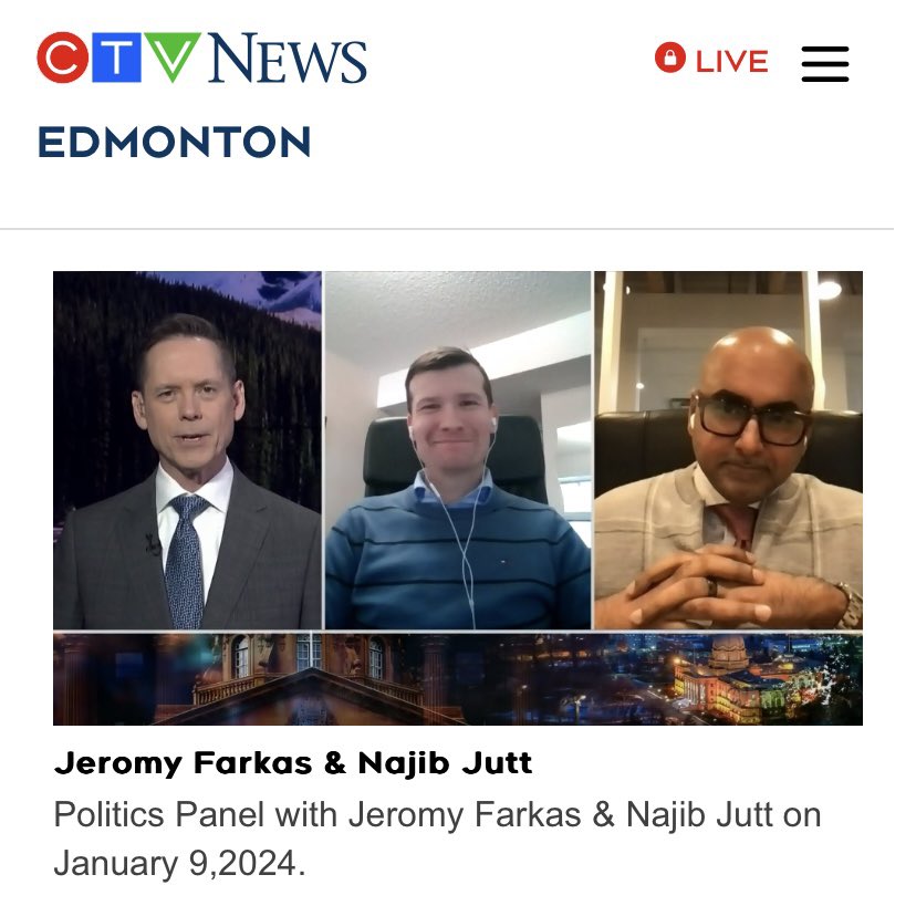 Kicked off 2024 talking to @ABPrimetime host <a href="/MHigginsCTV/">Michael Higgins</a> &amp; former Calgary councillor <a href="/JeromyYYC/">Jeromy (Pathfinder) Farkas</a> about:

-the homelessness crisis &amp; the clearing of encampments
-the <a href="/NDP/">NDP</a> continuing to prop up the <a href="/liberal_party/">Liberal Party</a>
-PM <a href="/JustinTrudeau/">Justin Trudeau</a>’s expensive vacation gifted by a wealthy friend