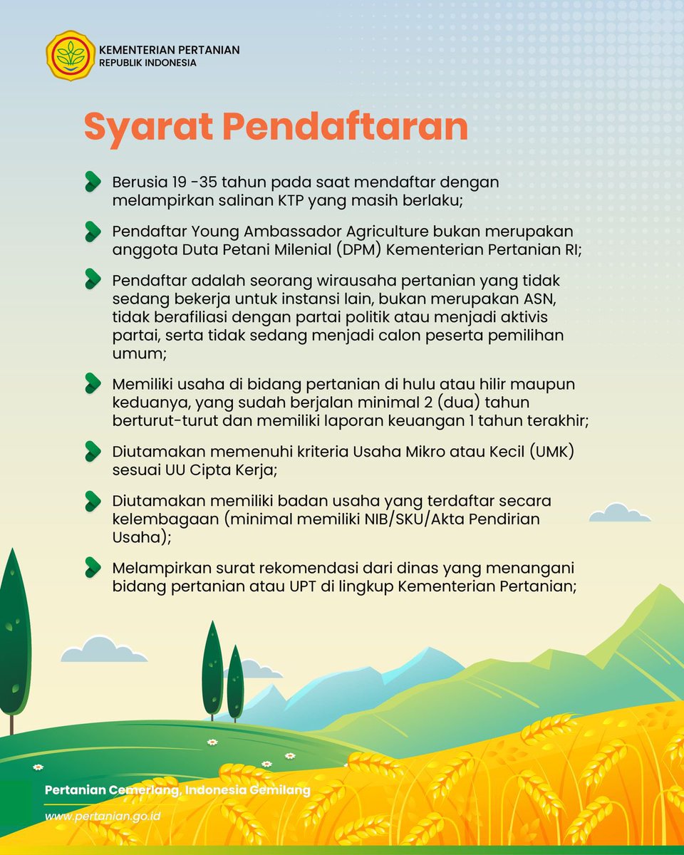 badansdm's tweet photo. SobaTani, kalau kamu berusia 19-35 tahun dan punya usaha dibidang pertanian yang sudah berjalan (minimal) 2 tahun.
Ayo, Daftarkan diri kamu ke https://t.co/my6gfXFm9M atau scan qr yang ada dipostingan ini ya!
Siapa tau, kamu #PetaniMudaYESS selanjutnya. https://t.co/ZkFhipcFNB