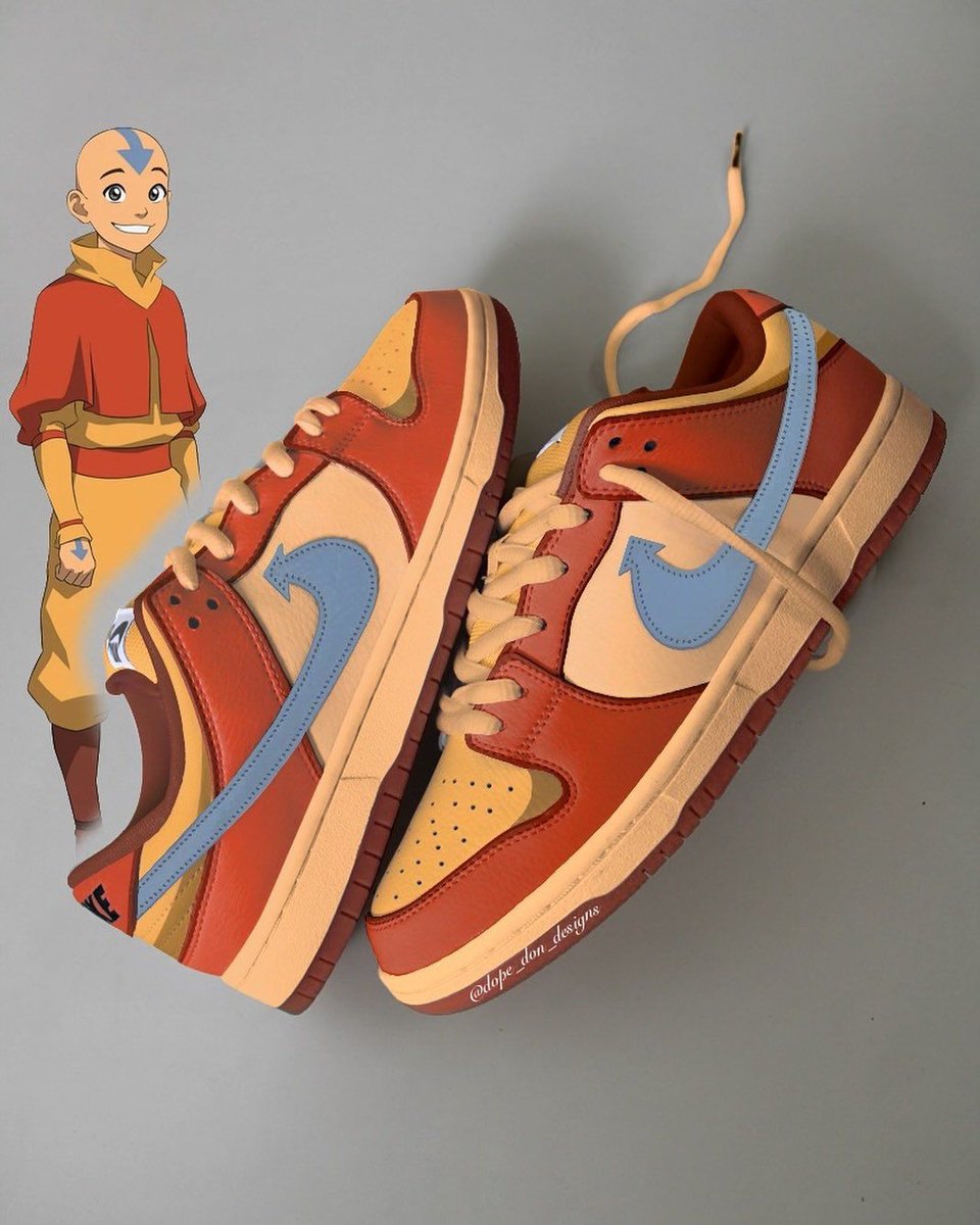 JustFreshKicks's tweet photo. Avatar: The Last Airbender x Nike SB Dunk Low “Aang” concepts 🌀💥 https://t.co/GVgXPjKuDh