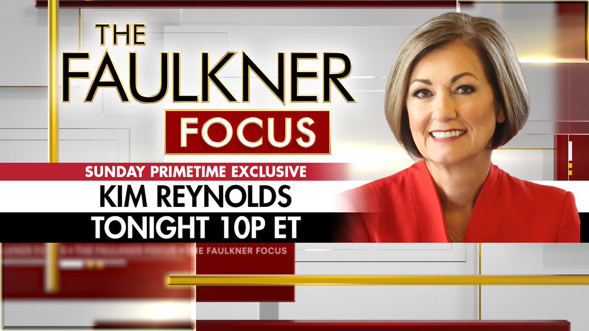 FaulknerFocus's tweet photo. TONIGHT!! Prime time Exclusive with Iowa Governor Kim Reynolds:  She endorsed Ron DeSantis months ago. Why? 
@KimReynoldsIA 
@HARRISFAULKNER. Watch   
IOWA IN FOCUS 
9pm Central/10pm ET #IowaInFocus #TheFaulknerFocus https://t.co/ZGdHoxPhVl