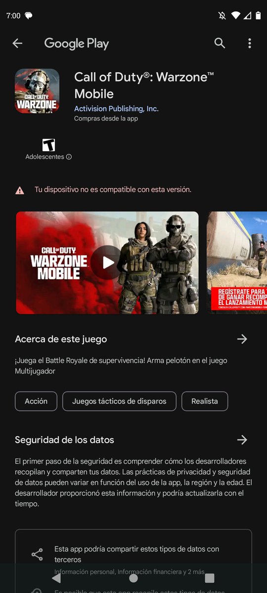 Cesar79327013's tweet photo. @WarzoneMobile  Please make it compatible with more mobile devices because as you said it matters to all players https://t.co/sJYTdjdyAr