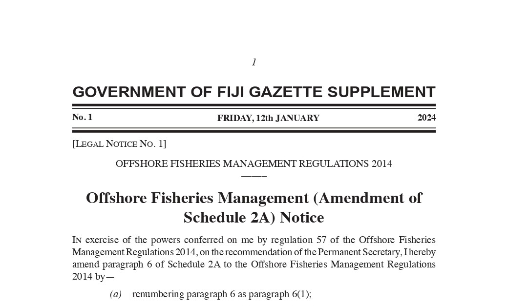 officeoftheatto's tweet photo. Amendments to the Offshore Fisheries Management Regulations 2014!
It is now accessible for download on the official Laws of Fiji website - https://t.co/M9nKj4P7Zz. https://t.co/fMNXtKkneP
