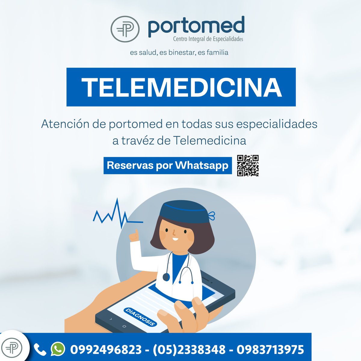 portomed's tweet photo. PORTOMED Y TELEMEDICINA ✔️
.
Consulta la disponibilidad y reserva tu cita 📲
.
📞 RESERVA TU CITA
0992496823 - (05) 2338348 - 0983712975
.
POR WHATSAPP 🔋
0992496823 - 0983712975 - 0992496824
.
🏥 Av. 5 de Junio, a los lados de la Quinta de Guillem!

#portomed #portomedecuador https://t.co/5sIHel0R8c