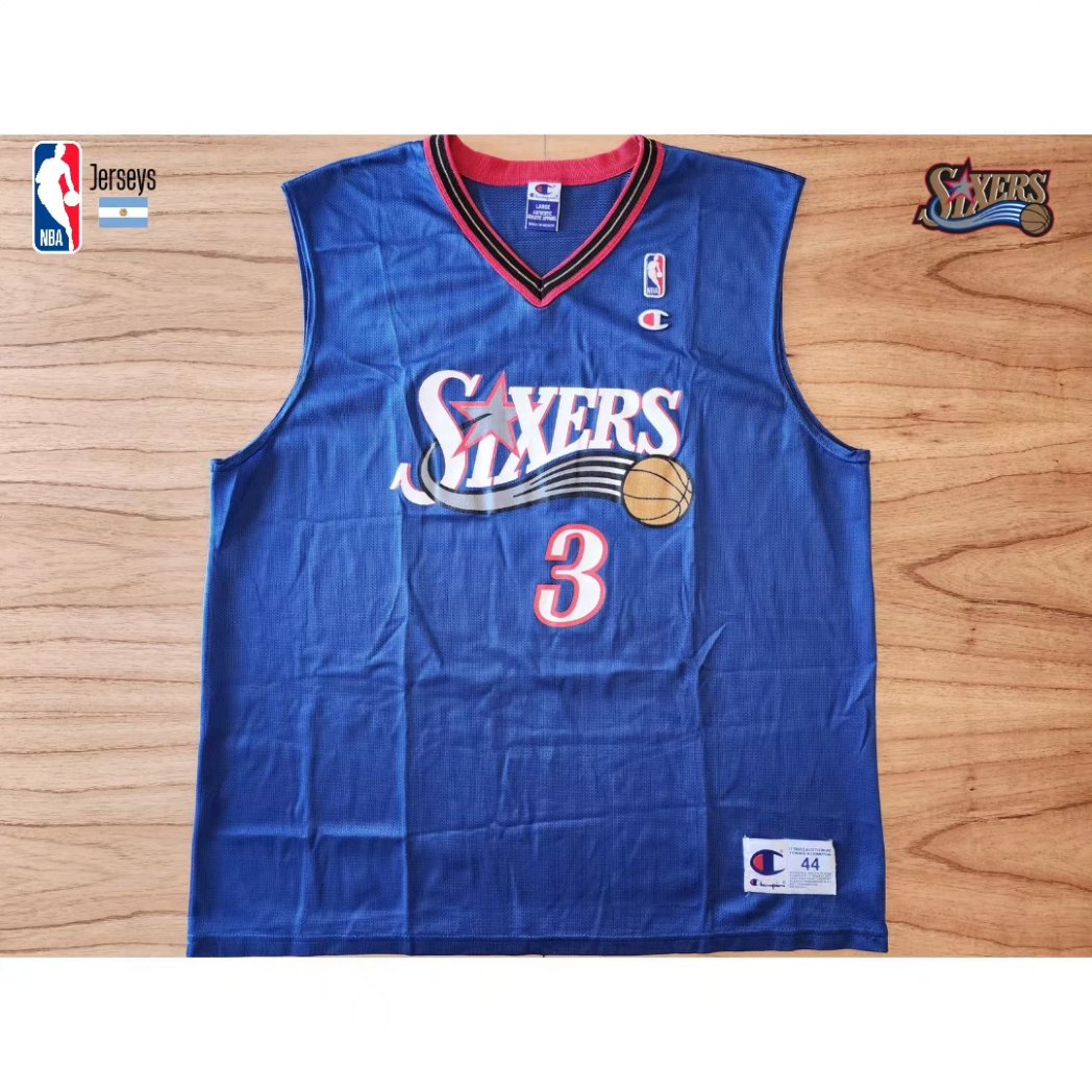 nba_jerseys_arg's tweet photo. Camiseta #NBA Champiok Swingman Philadelphia 76ers 2001-02. Allen Iverson. Talle L/44 (64 × 78cm). Usada. Original https://t.co/aLu5V3JxYT