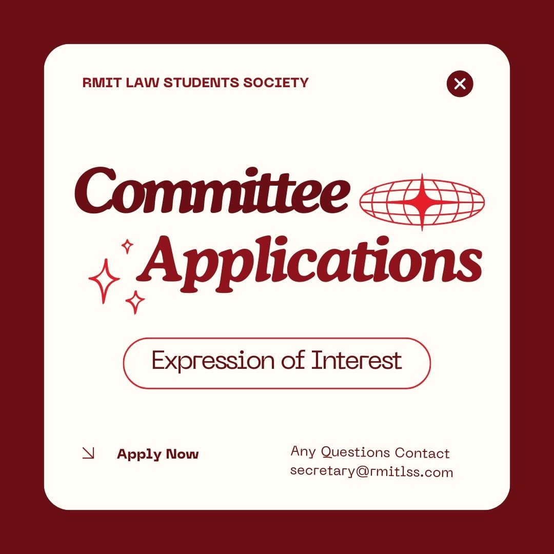 The RMIT LSS warmly invites any students wishing to join the Committee for 2024! We have a number of positions available, just fill in the attached form to register your interest for a position! 

APPLY HERE: docs.google.com/forms/d/e/1FAI…