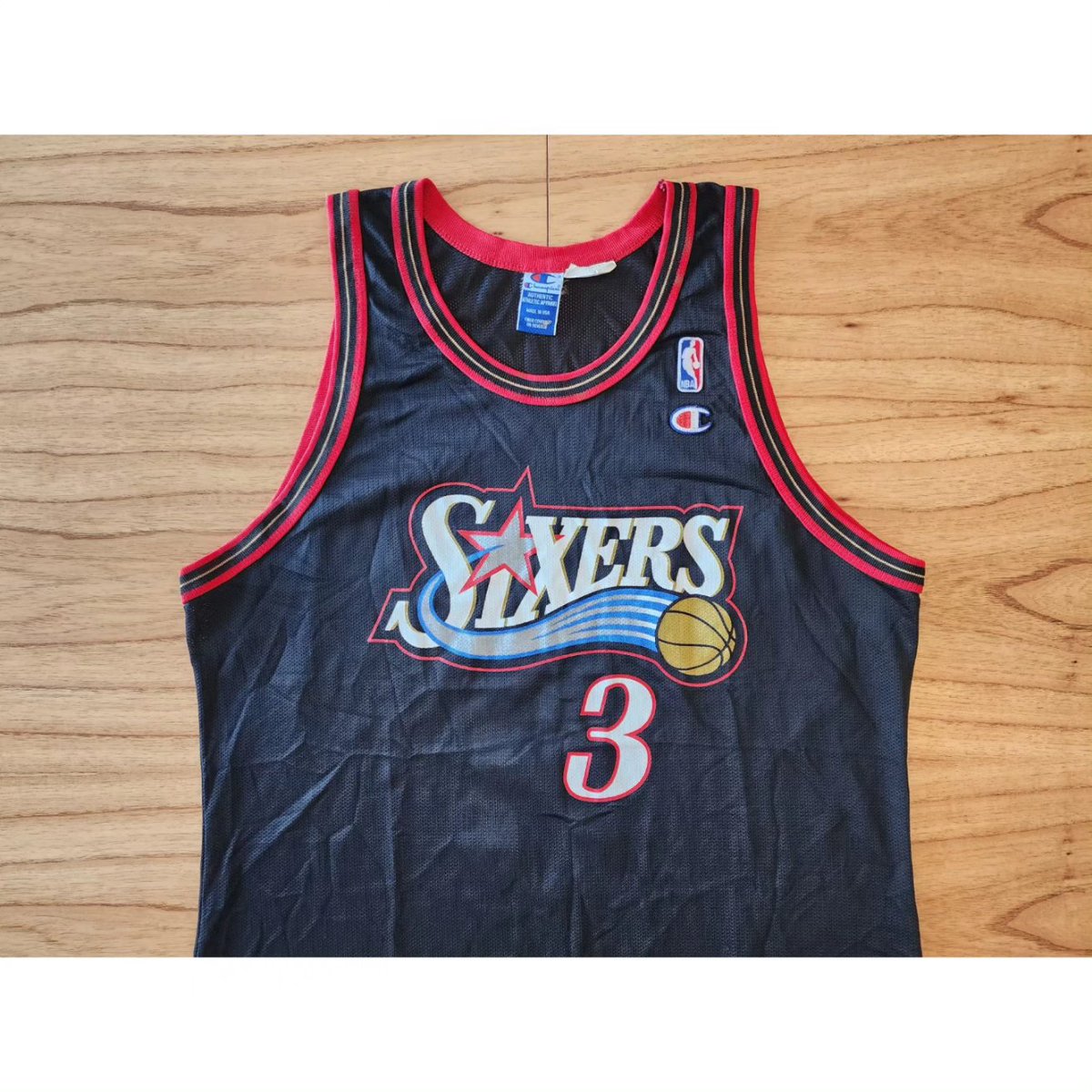 nba_jerseys_arg's tweet photo. Camiseta #NBA Champion Swingman Philadelphia 76ers 1998-99. Allen Iverson. Talle XL/48 (58 × 81cm). Usada. Original https://t.co/gw8QlpOVoO