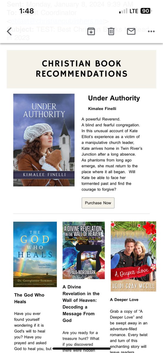FinelliKimalee's tweet photo. Honored to be featured in CIPA’s newsletter &amp; e-blast! Find Under Authority on Amazon! #fiction #book #WritingCommunity #trauma #story #forgiveness #hope #healing #booklovers #sundayvibes #religioustrauma https://t.co/MGU1sksuX7