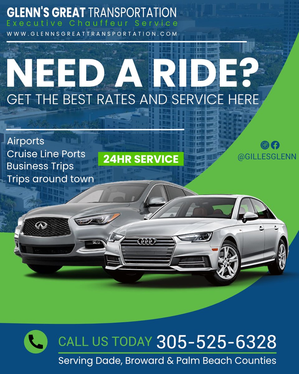 kontent77's tweet photo. If you’re in the south Florida area and in need of transportation look no further. Serving Dade, Broward and Palm Beach County. Better rates than Uber or Lyft. Reserve your next ride at https://t.co/ZQh0EuoWIh https://t.co/qHWuhEsGVu