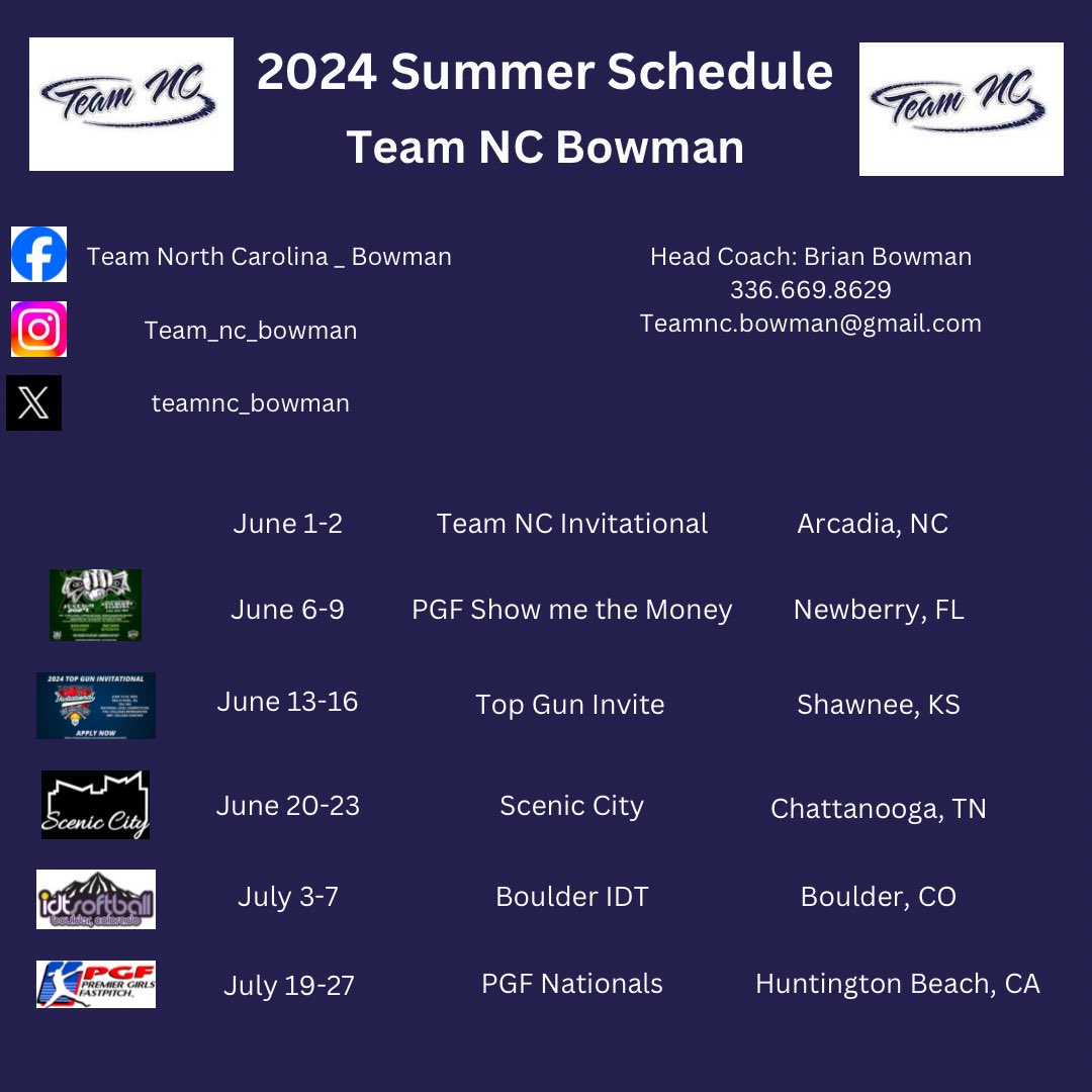 Schedule drop! Summer can’t get here soon enough!! 💪 #teamnc @TeamNCSoftball