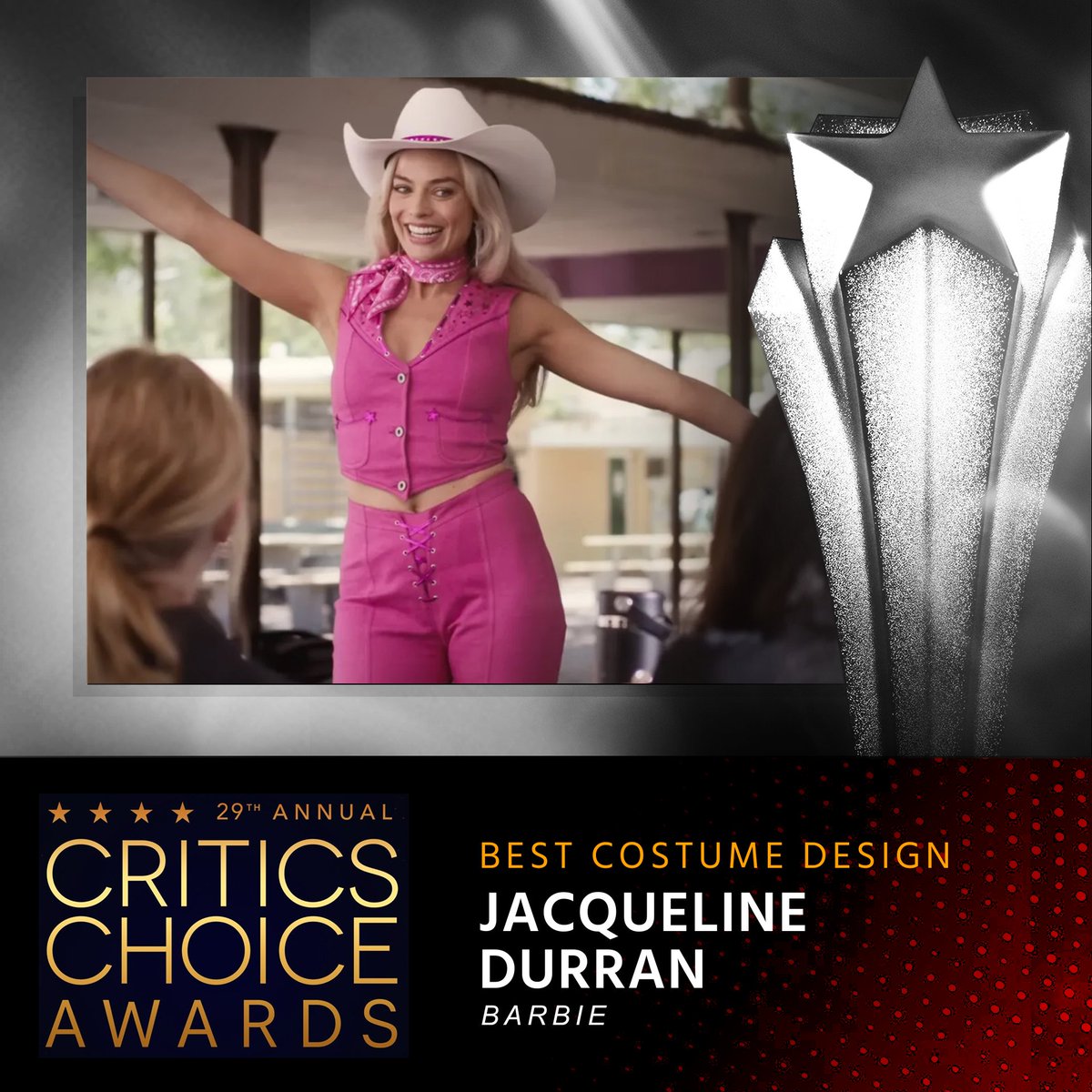 Congratulations to Jacqueline Durran, winner of the #CriticsChoice Award for BEST COSTUME DESIGN for “Barbie”⭐️
#CriticsChoiceAwards #BarbieTheMovie <a href="/barbiethemovie/">Barbie Movie</a>