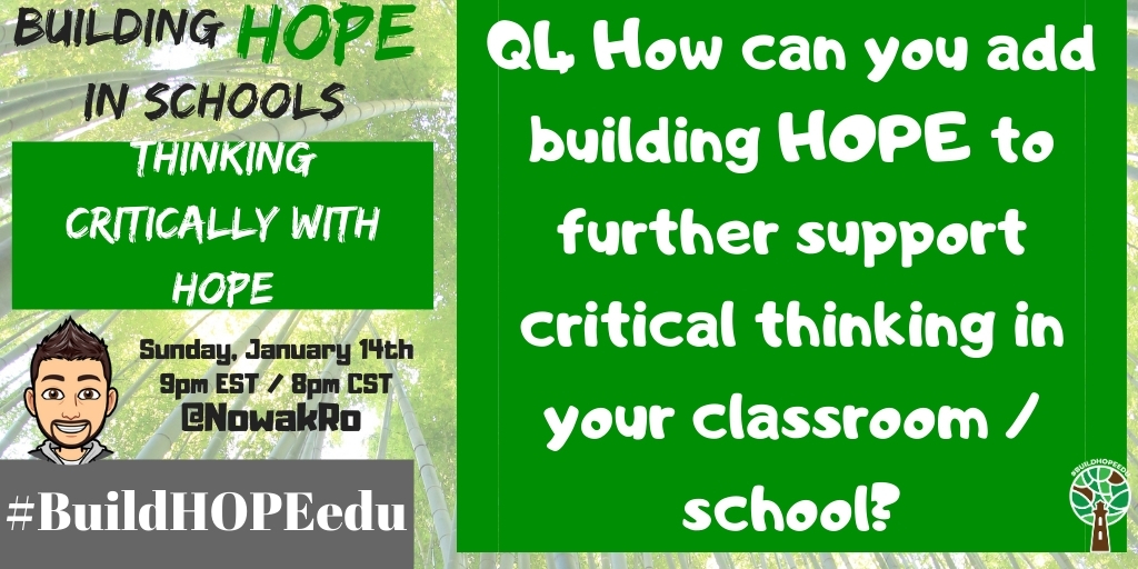 A4 Use HOPE as the filter and foundation of learning. Allow for students to feel capable of reaching objectives, of feeling safe to try and fail, to build solutions that have impact. There needs to be mutual trust and a way to create a better relationship. #BuildHOPEedu