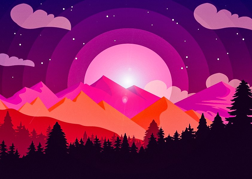 rndmprxjcts's tweet photo. Un nuevo amanecer 🌄
#art #atardecer #illustration #Illustrator #arte #color #colorful #shiny #goldenhour #photoshop #random #randomprojects #claude #artedigital #digitalart #stars https://t.co/xKUrgzxMgy