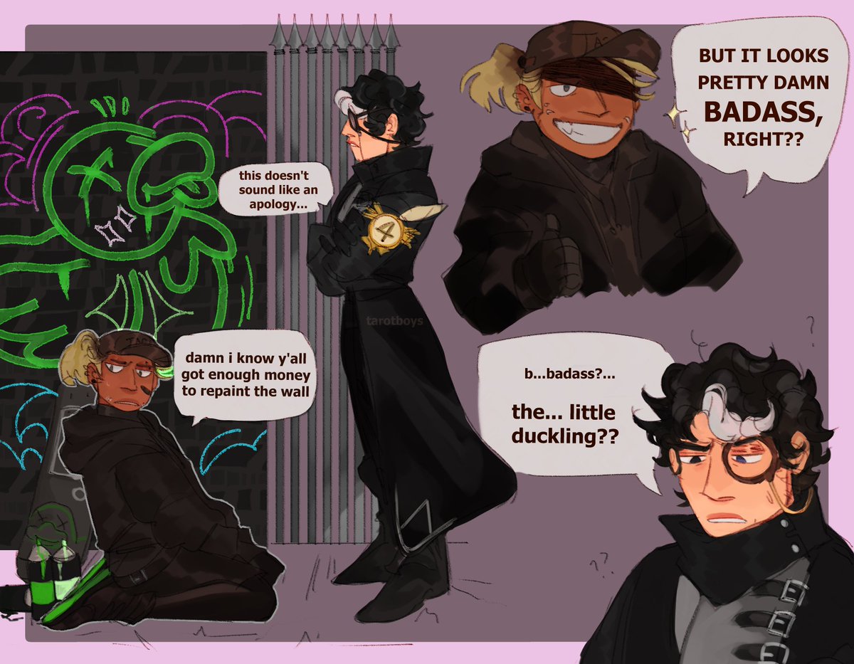 tarotboys's tweet photo. [ 🤕🔮 ]

my wife starts her sentence with "heres a hot take" and i know im going to have the time of my life
#naibeli #elinaib #identityvfanart #fanart https://t.co/5kWlUDkMjH