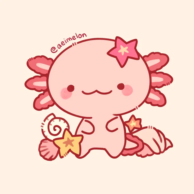 A lil axolotl and capybara!  