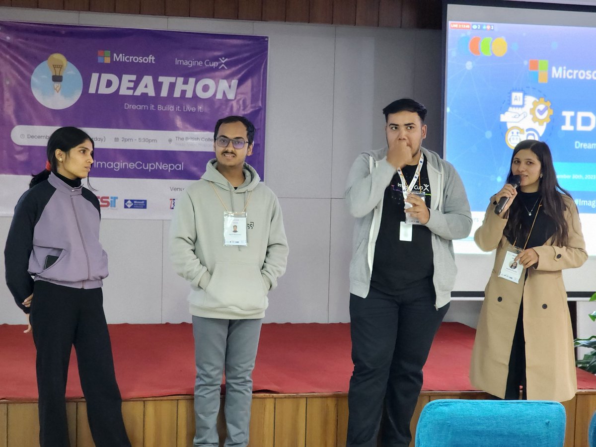 NepalCloudP's tweet photo. #Ideathon for Microsoft #ImagineCup 2024 in Kathmandu! We thank everyone from over 75 institutions- mainly students from various colleges &amp; unis, 3 Microsoft MVPs, 15+ Microsoft Learn Student Ambassadors including mentors and domain experts coming together to pull this off! https://t.co/RKnxoVE0qm