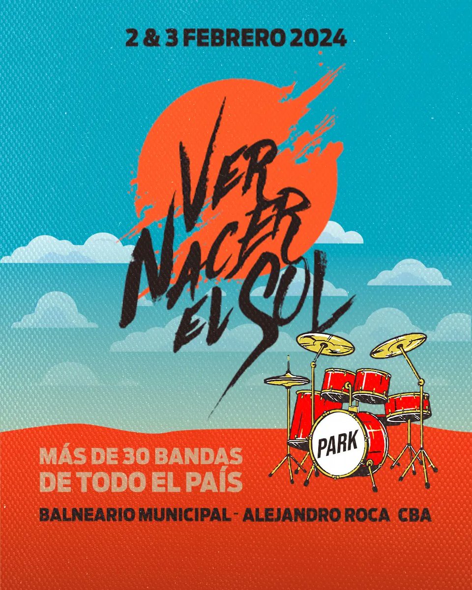 parkradioo's tweet photo. 🏕 No tenías planes para febrero? Ahora si. 🌄⁣  Llega la 5ta edición del Festival Ver Nacer el Sol donde más de 30 bandas emergentes de todo el país tocarán en el Balneario Municipal de #AlejandroRoca a 300km de la Córdoba Capital. 👇 https://t.co/FWuKFQ0rJS