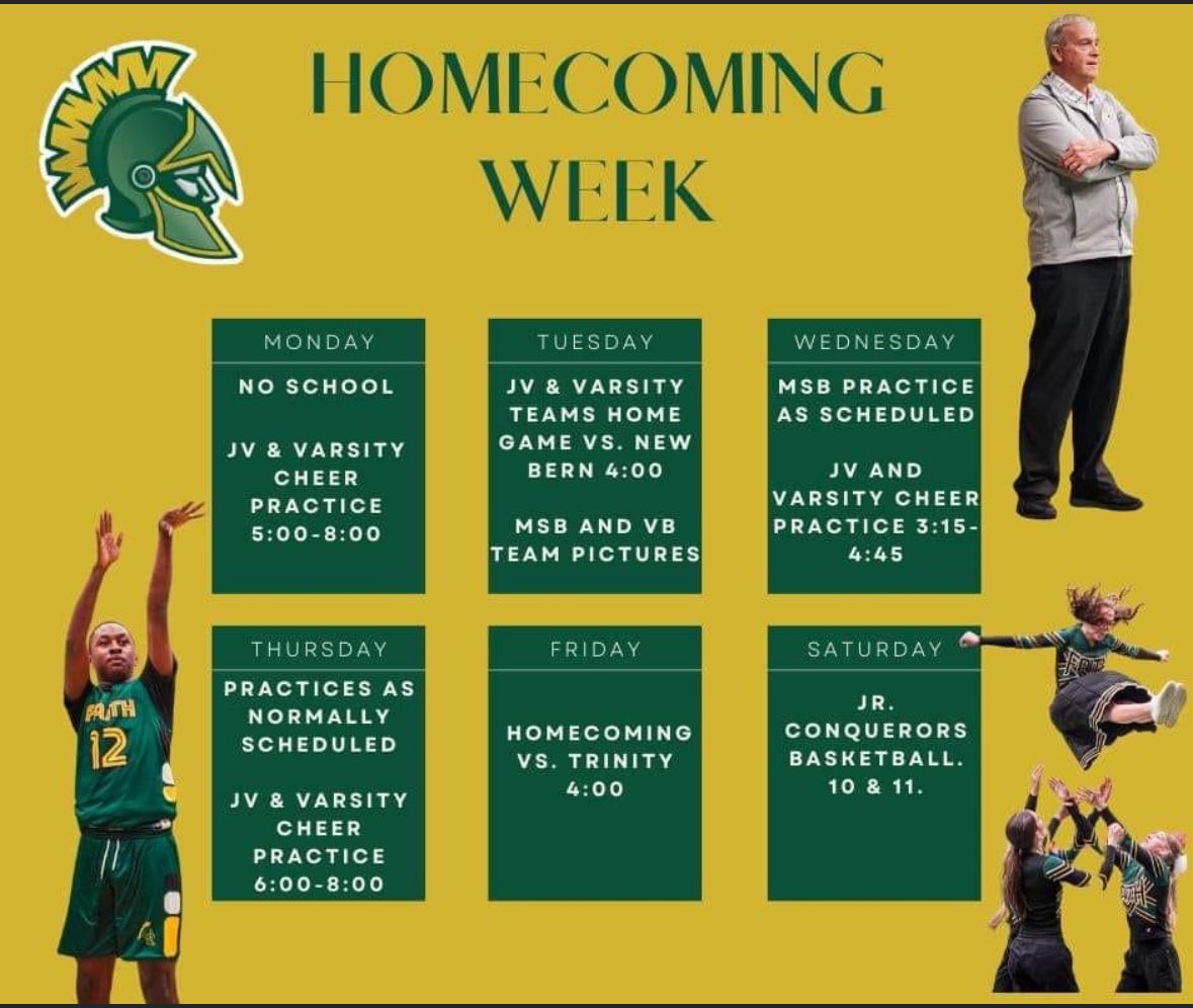 ConquerorSports's tweet image. IT IS HOMECOMING AND SPIRIT WEEK! Show off your Conqueror spirit starting on Tuesday. Make sure to post those spirit pics and to tag our Facebook so that we can see them! #ConquerorSpirit #ConquerorPride