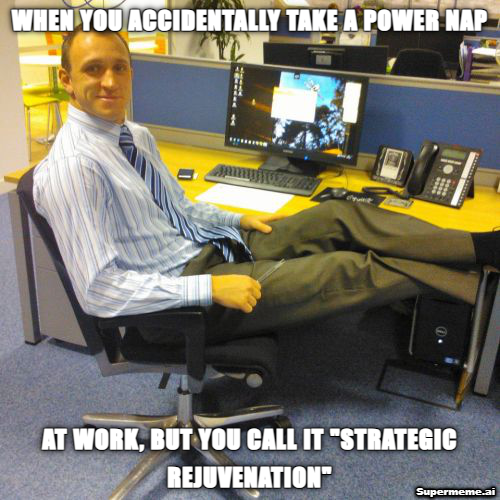 Just got caught napping at my desk, but I'm just practicing 'desk meditation' for enhanced productivity. #LazyPeoplePain #Napnovation