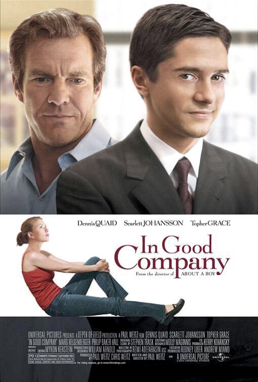 🎬MOVIE HISTORY: 19 years ago today, January 14, 2005, the movie ‘In Good Company’ opened in theaters!

#DennisQuaid #TopherGrace #ScarlettJohansson #MargHelgenberger #ClarkGregg #DavidPaymer #SelmaBlair #TyBurrell #FrankieFaison #PhilipBakerHall #AmyAquino #PaulWeitz