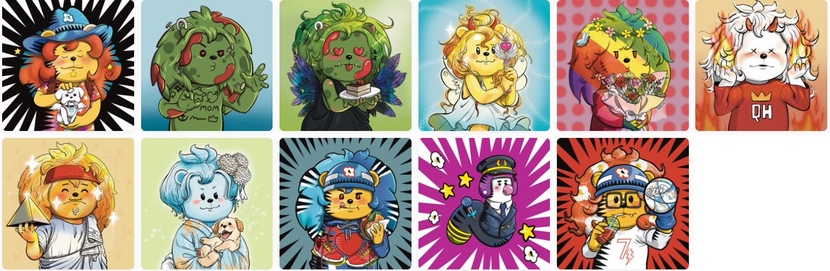 [현시각 짜사자🦁 총 11마리 탄생👶]
opensea.io/collection/has…

 미대 입시 때 그림 스타일이 검정라인으로 임펙트를 주는 식이었어요. 최근 버튼 모리스 형님의 작품을 기초로 한 짜사자들이 그 때 작업과 비슷한 느낌을 주네요:)🫰🥰

<a href="/QUADHASH/">QUADHASH(####)</a> #zzart #짜사자 #8마리추가대기중입니다