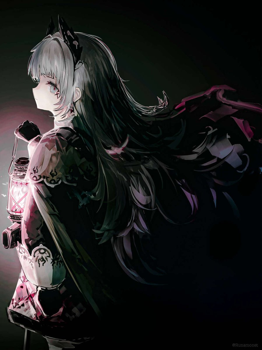 irene (arknights) 1girl holding lantern solo lantern long hair holding looking at viewer  illustration images