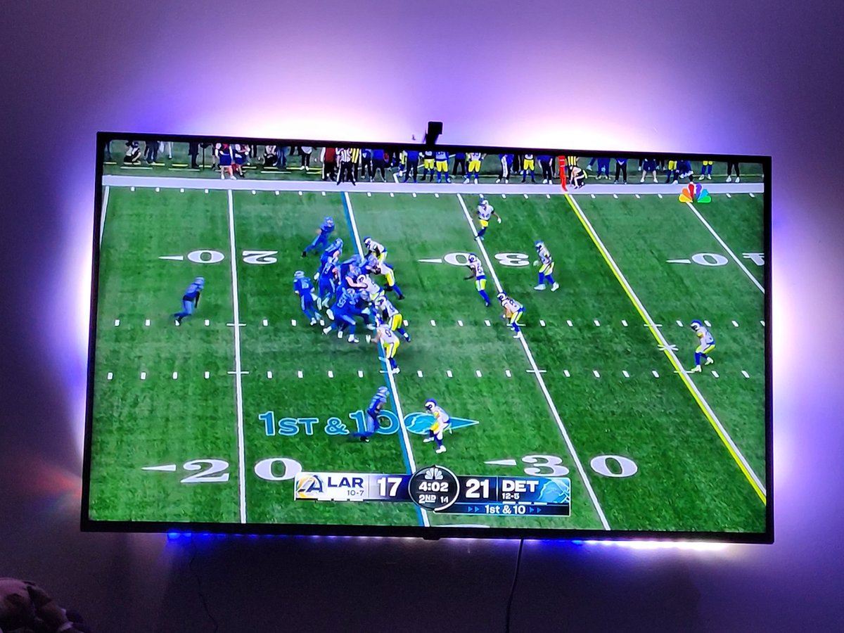 Got the White and Blue lit TV for the Lions game! Let's Go Blue!!!!!