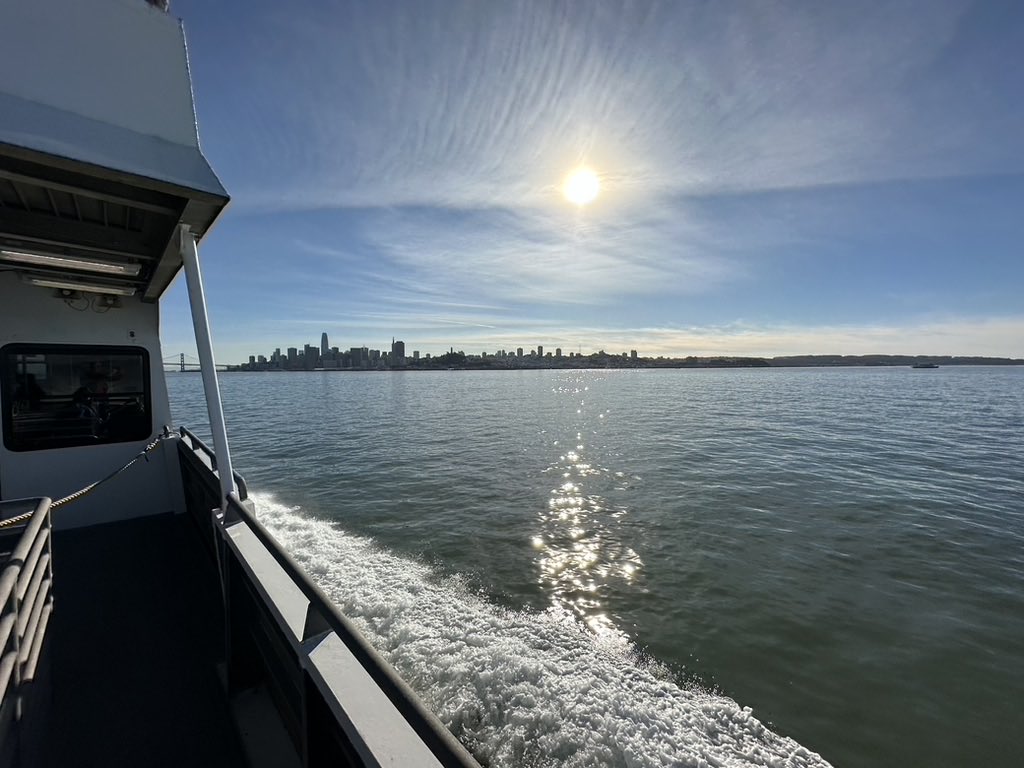 GarethHPB's tweet photo. A very productive week at JP Morgan. The one benefit of being a cash-strapped start-up Biopharma company is staying across the bay at Larkspur and taking the ferry daily. Some wonderful views including 2 perspectives on the bridge. https://t.co/yr0ZCwsCkB