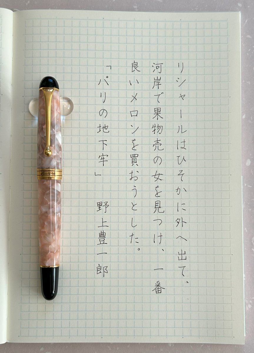 epcot1971's tweet photo. #朝活書写
過去のお題を書かせていただきました

万年筆：アウロラ88 ヴェネレ
インク：文具館コバヤシ　蓬莱 https://t.co/3EK7rMIKhD