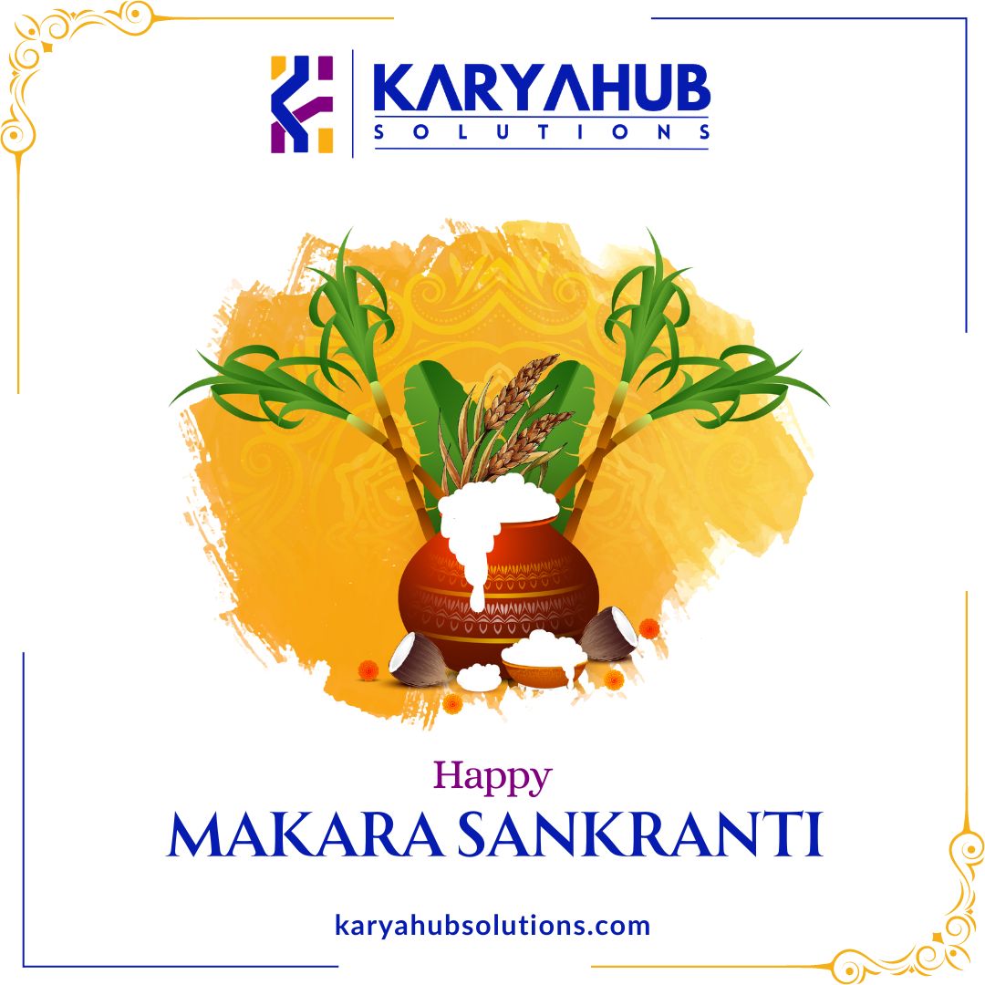 'Karyahub Soltions wishes you a harvest of happiness and a sky full of success this Sankranti! May the festival bring joy, prosperity, and new opportunities to your life. Happy Sankranti from our tech family to yours!' 🌾✨

#HappySankranti #KaryahubSolutions #TechHarvest