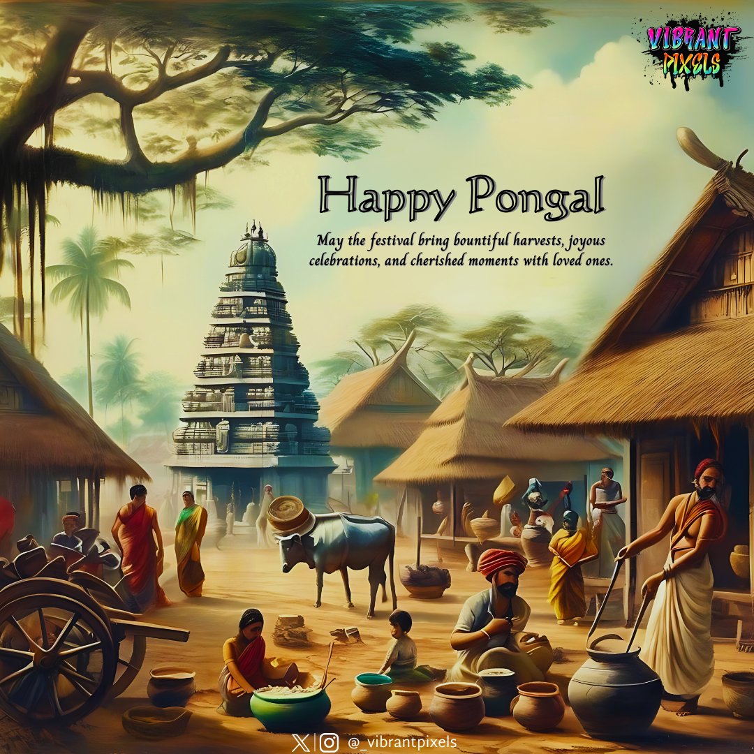 _vibrantpixels's tweet photo. Wishing you a joyous Pongal filled with warmth, abundance, and the sweet melodies of celebration. May this harvest festival bring prosperity to your home.

Happy Pongal! 🌾✨ #PongalCelebration #HarvestJoy #Pongal2024 #Sankranthi #vibrantpixels https://t.co/JTP3fGZqiR