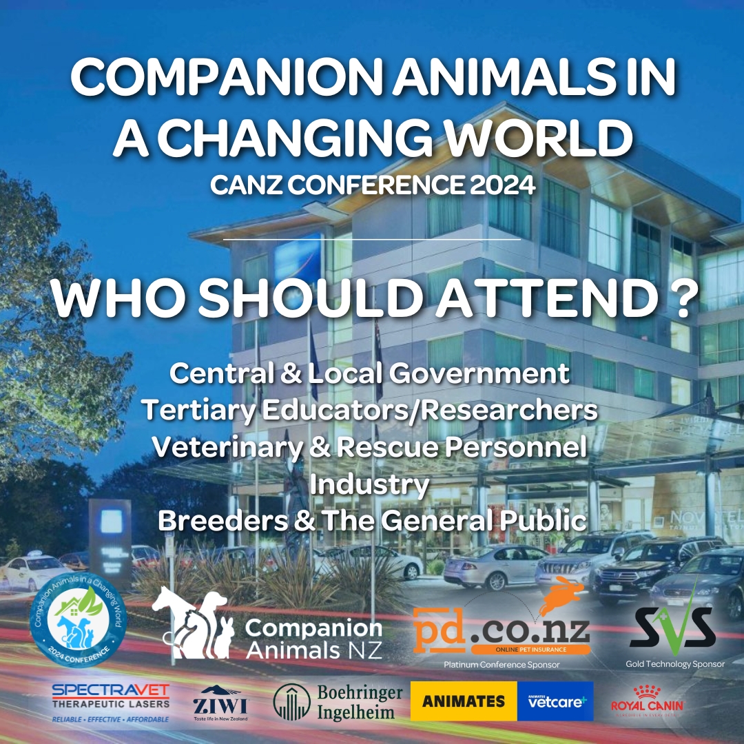 _CANZ_'s tweet image. WHO SHOULD ATTEND "COMPANION ANIMALS IN A CHANGING WORLD" CONFERENCE?

To all those in Central &amp;amp; Local Government, Tertiary Educators, Researchers, Veterinary &amp;amp; Rescue Personnel, Industry, Breeders and The General Public. 

www.companionanimals.nz/conference