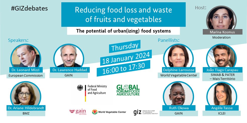 WorldVeg Director Global Engagement 𝐃𝐞𝐥𝐩𝐡𝐢𝐧𝐞 𝐋𝐚𝐫𝐫𝐨𝐮𝐬𝐬𝐞 will speak at #GGFA Join us: bit.ly/GFFA_WorldVeg 🎙Topic: Reducing food loss & waste of fruits & vegetables: The potential of urban(izing) food systems 🗓Date: 18 JAN 2024 🕓Time: 16:00-17:30 (CET)