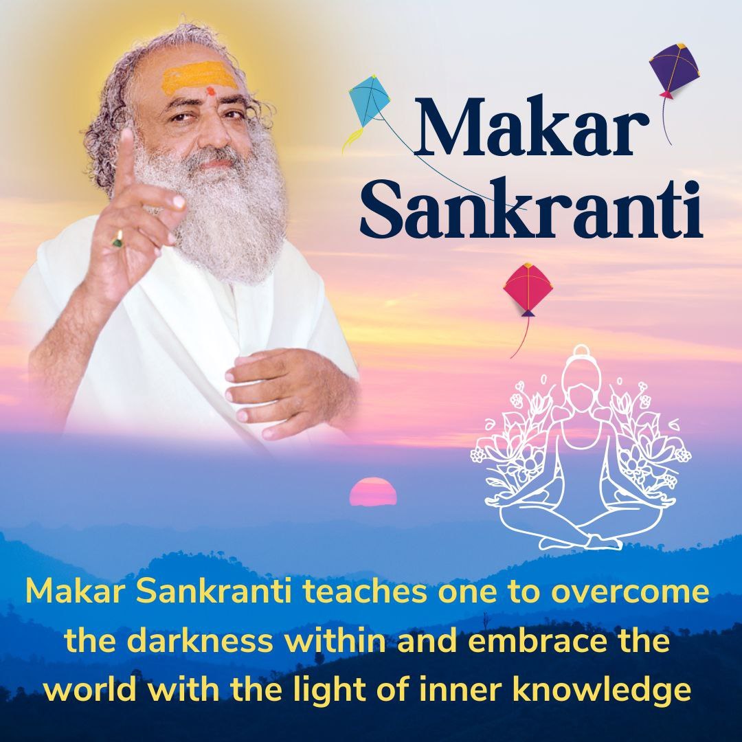 Sant Shri Asharamji Bapu says makar sankranti is early morning period of God, when सूर्य उपासना is must.

On this day, one should mix sesame seeds in bathing water, drinking water, food etc., donate it, apply it on body &amp; put it in Havana.

#MakarSankranti2024

Happy Uttarayan !