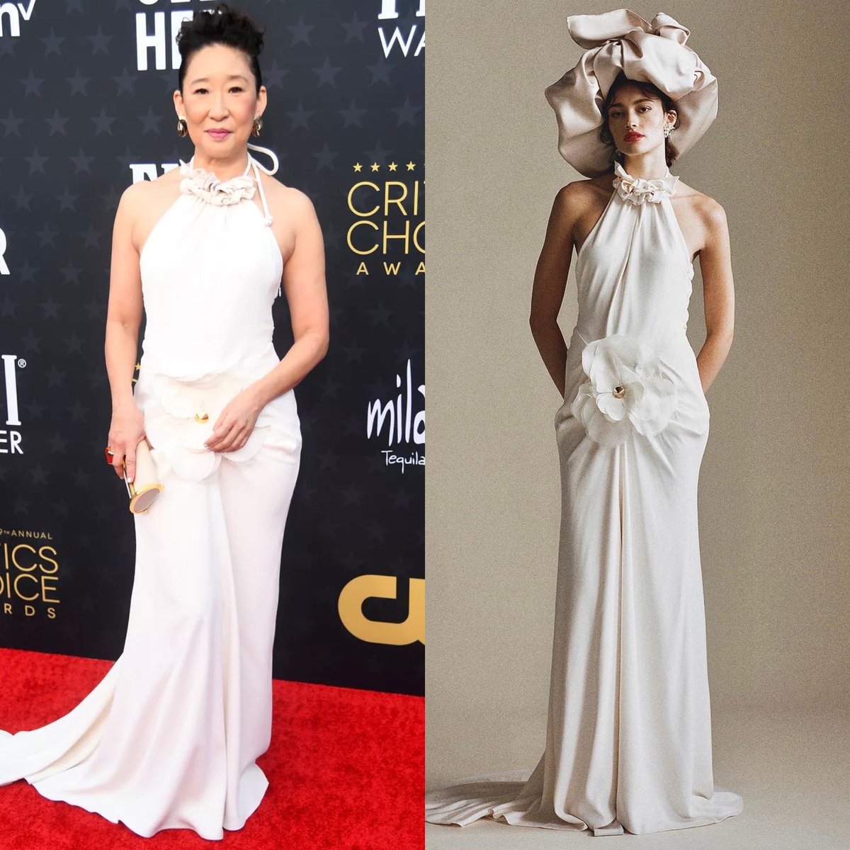 dequemeolook's tweet photo. Sandra Oh de Harbison Resort 2024 no ‘Critics Choice Awards 2024’. #CriticsChoice #SandraOh #Harbison 📸 Getty Images / Divulgação https://t.co/LGpZBffCDi