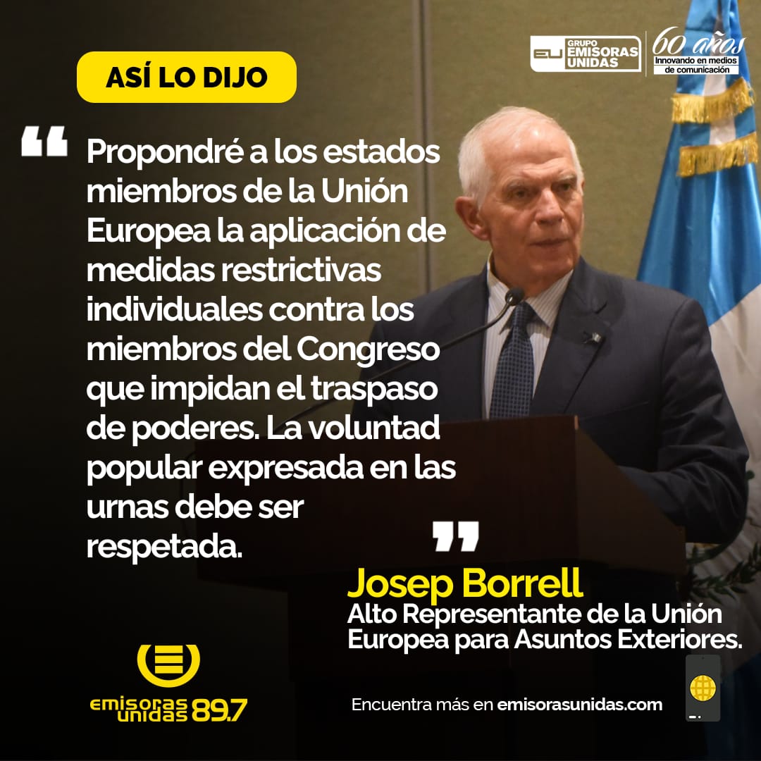 EmisorasUnidas's tweet photo. #EUProcesoDeTransición #TransiciónGT #TransmisiónDeMandoGT
El alto representante de la Unión Europea (UE) Josep Borrell Fontelles se pronunció durante una conferencia de prensa para afirmar que los Estados miembros de la UE aprobaron “un nuevo régimen de sanciones individuales”.

Más detalles: https://t.co/xCV89ByuvK