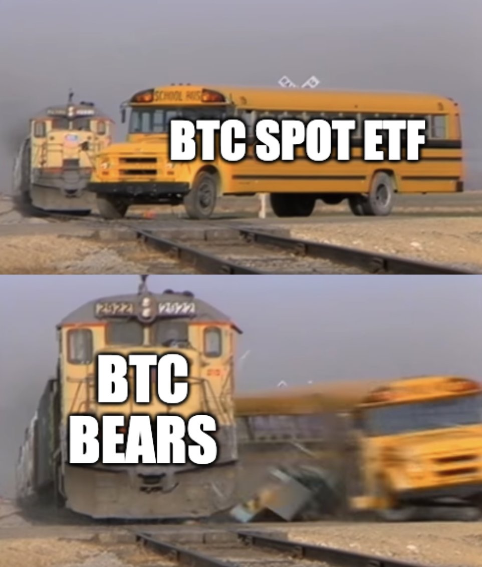 flipster_io's tweet photo. 🚌🎫 BTC Spot ETF Bus: 'Moon, here we come!' 🌕 🚂
🐻 BTC BEARS Express: 'Nah, not today!' 💥#CryptoCarnage #WrongTrack @FlipsterXYZ
📉 49k to 42k in 2 days! 🤯
Follow us @FlipsterXYZ for daily #crypto memes 🤣 https://t.co/ZM8NeED7sD