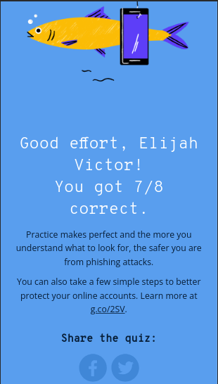 vixs101's tweet photo. Can you spot when youโre being phished? Take the quiz to find out: https://t.co/yz9FzoFzve @Jigsaw @Google
@_techsafe
#dontClickThatLink
#techSafephishingChallenge https://t.co/UPPzdw6JDI