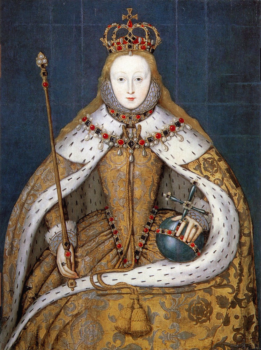 January 15, 1559 Queen Elizabeth I's coronation takes place at Westminster Abbey only about 2 months after the death of her half sister Queen Mary I . 
 #HouseofTudor