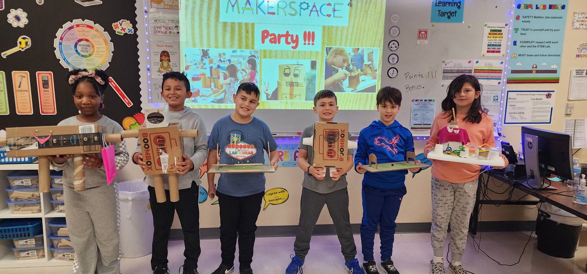 OttSTEM's tweet photo. Makerspace was a hit!!! Classes that met the points requirement were rewarded with a Makerspace party. #greatbehavior #ottlevelup @adelagarza07 @PrincipalBueno https://t.co/B83rKtLLDm
