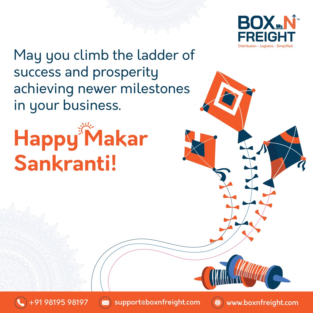 boxnfreight's tweet photo. May the joyous spirit of the festive season propel your business to greater heights, fostering growth and success.
Wishing you a joyful Makar Sankranti!
#boxnfreight #logistics #logisticscompany #festive #HappyMakarSankranti #makarsankranti2024 https://t.co/cgUpglQUZg